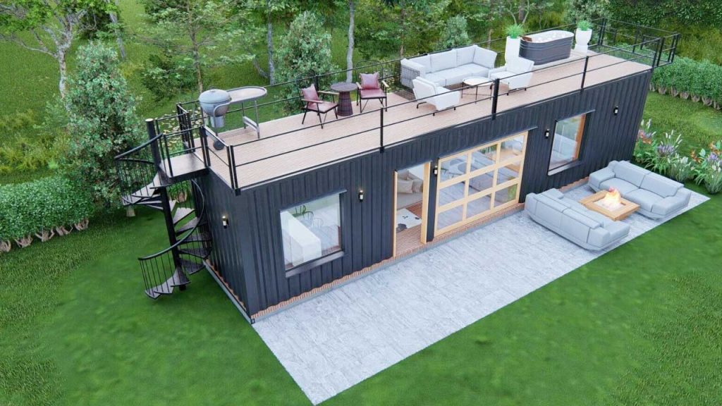 rumah kontainer 40 feet dengan balkon